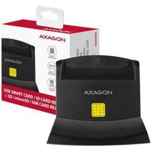 Adapter Axagon  Axagon desktop stand reader Smart card / ID card AXAGON CRE-SM2 with USB 2.0 interface include SD, microSD and SIM card slots. 