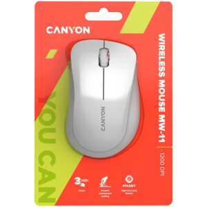 Computer mouse Canyon  CANYON MW-11, 2.4 GHz  Wireless mouse ,with 3 buttons, DPI 1200, Battery:AAA*2pcs  ,pearl white grey67*109*38mm 0.063kg 