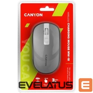 Computer mouse Canyon  CANYON MW-18, 2.4GHz Wireless Rechargeable Mouse with Pixart sensor, 4keys, Silent switch for right/left keys,DPI: 800/1200/1600, Max. usage 50 hours for one time full charged, 300mAh Li-poly battery, Dark grey, cable length 0.6m, 116.4*63.3*32.3mm, 0.075kg 