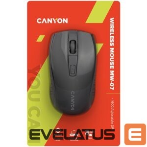 Computer mouse Canyon  CANYON MW-7, 2.4Ghz wireless mouse, 6 buttons, DPI 800/1200/1600, with 1 AA battery ,size 110*60*37mm,58g,black 