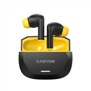 Wireless headphones Canyon  CANYON headset HEXAGON 7 TWS ANC+ENC Wireless Charge Black Yellow 