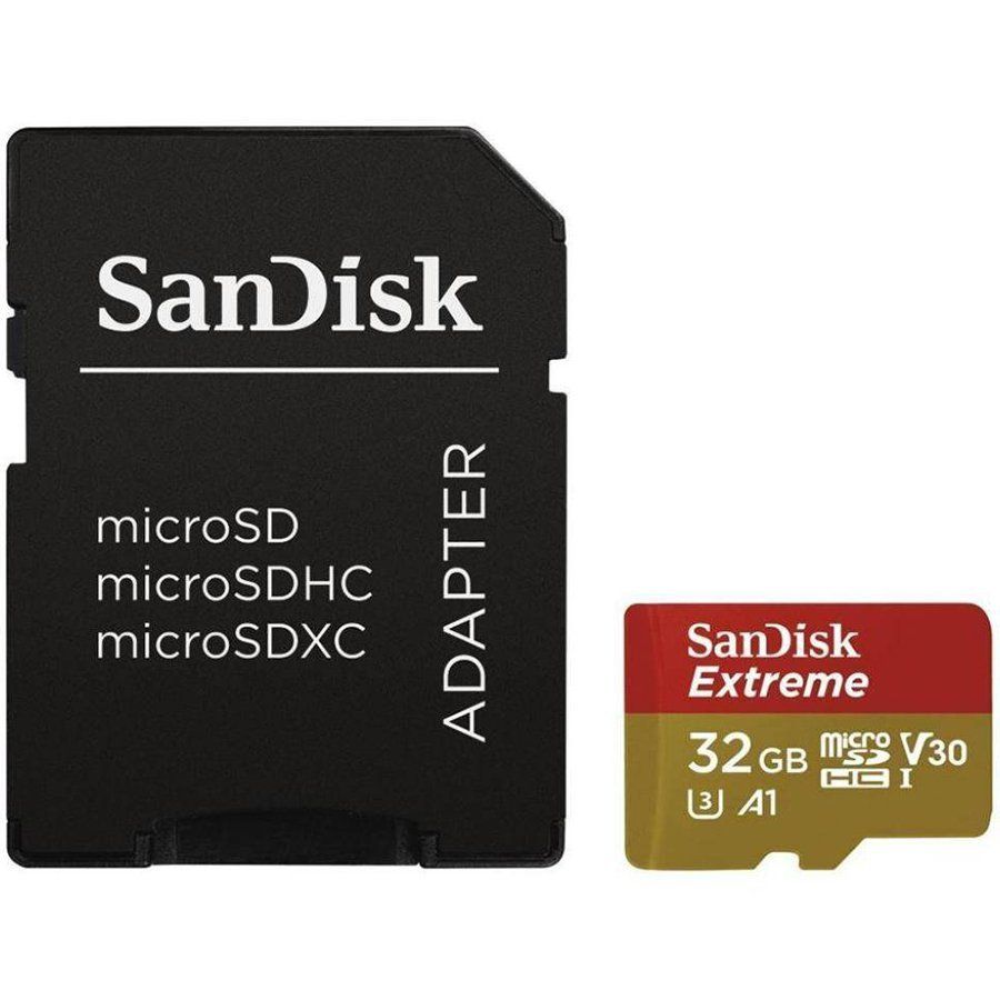 Cable SanDisk SANDISK Extreme microSDHC 32GB for Action Cams and Drones + SD Adapter - 100MB/s A1 C10 V30 UHS-I U3