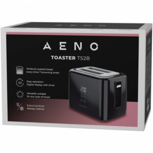 Röster AENO  Electric Toaster, black, 220-240V, 50-60Hz, 780-930W, 2 slots, 3 modes, 7 browning levels 