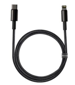 Kabelis Baseus Universal Tungsten Gold Fast Charge Cable USB-C to Lightning 20W 1m Black