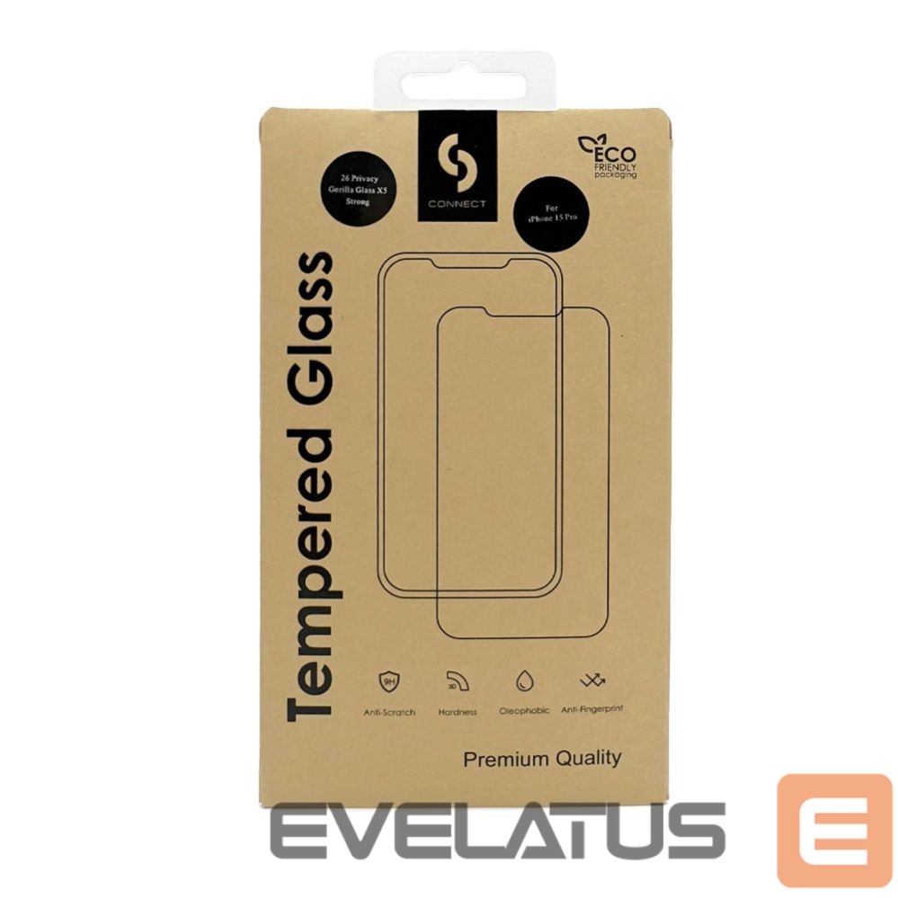 Kaitseklaasid Connect Apple iPhone 15 Pro Max 3D Corning Gorilla Glass 5X stong Black