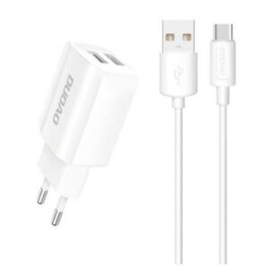 Adapter Dudao  EU wall charger 2x USB 5V / 2.4A + USB Type C cable white (A2EU + Type-c white) White