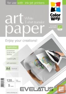 Офисные принадлежности ColorWay  ART Photo Paper T-shirt transfer (white), 5 sheets, A4, 120 g/m² 