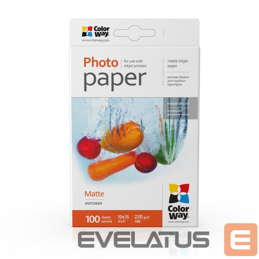 Офисные принадлежности ColorWay PM2201004R Matte Photo Paper, White, 10 x 15 cm, 220 g/m²
