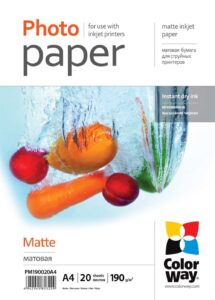 Kontoritarbed ColorWay  Matte Photo Paper, 20 Sheets, A4, 190 g/m² 