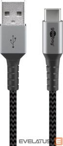 Cable Goobay  USB-C to USB-A Textile Cable with Metal Plugs 