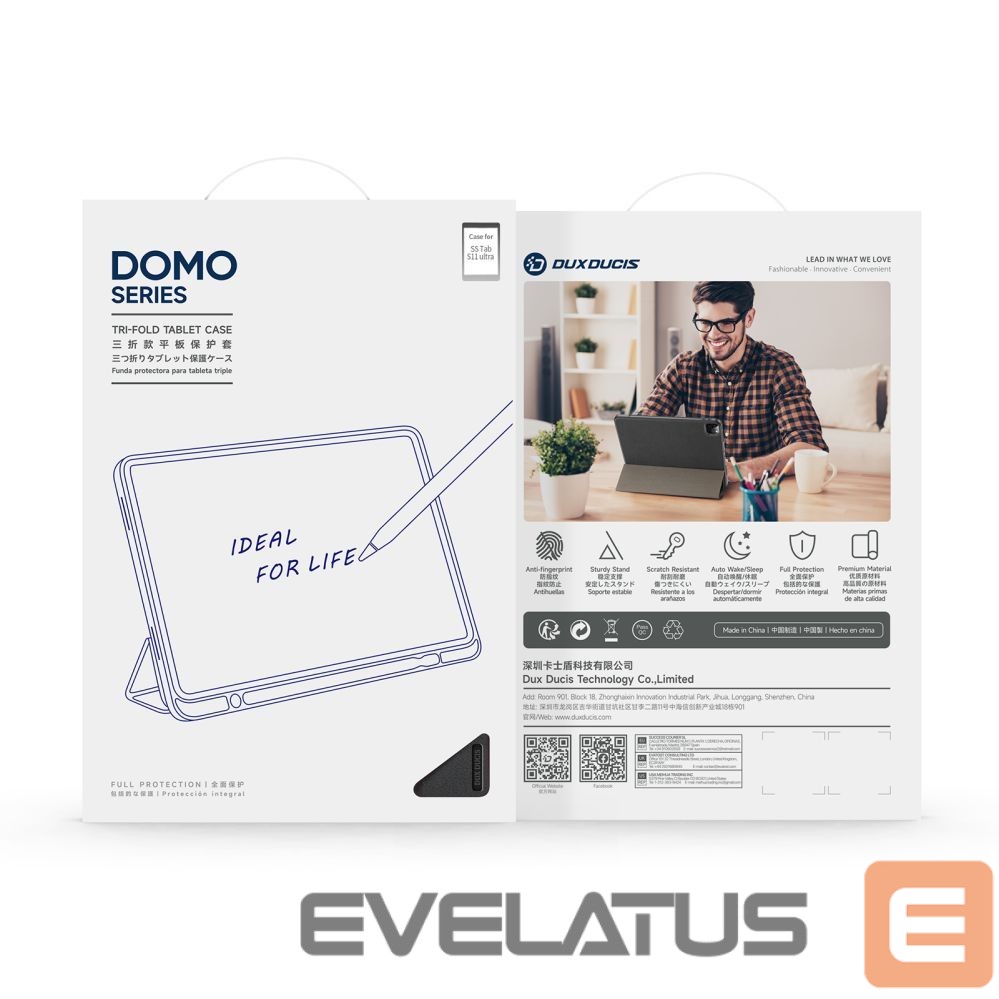 Kaaned Dux Ducis Galaxy Tab S11 Ultra Domo Series Tri-fold Stand PU Leather Tablet Cover Black