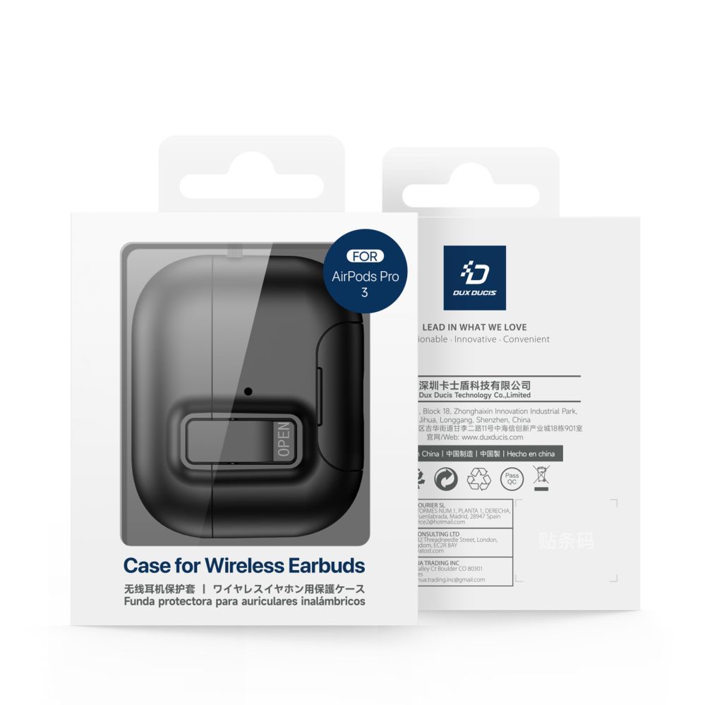 Korpus kõrvaklappidele Dux Ducis Apple AirPods Pro 3 PECQ Series PC+TPU Cover with Hook Black