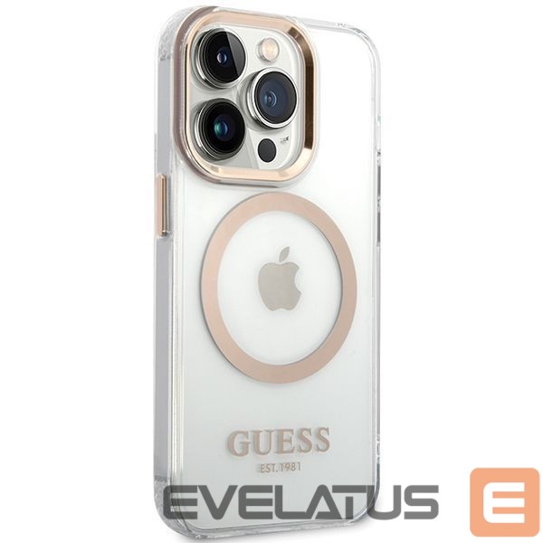 Muud kaubad Guess Guess Metal Outline MagSafe case for iPhone 15 Pro - gold