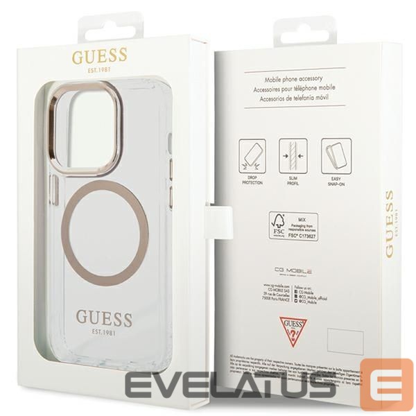 Muud kaubad Guess Guess Metal Outline MagSafe case for iPhone 15 Pro - gold
