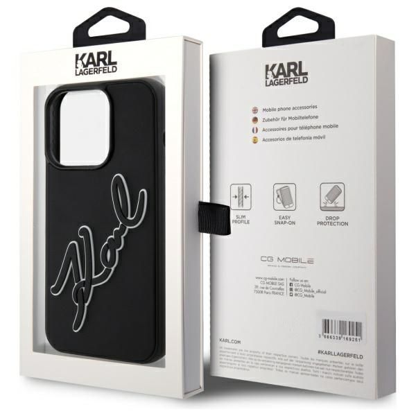 Citas preces Karl Lagerfeld Karl Lagerfeld 3D Rubber Signature Case for iPhone 15 Pro Max - Black