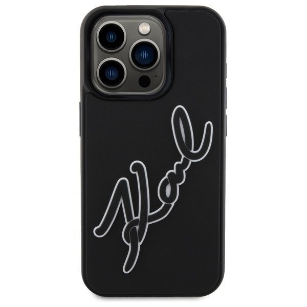 Citas preces Karl Lagerfeld Karl Lagerfeld 3D Rubber Signature Case for iPhone 15 Pro Max - Black