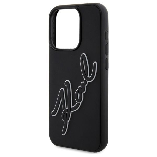 Citas preces Karl Lagerfeld Karl Lagerfeld 3D Rubber Signature Case for iPhone 15 Pro Max - Black