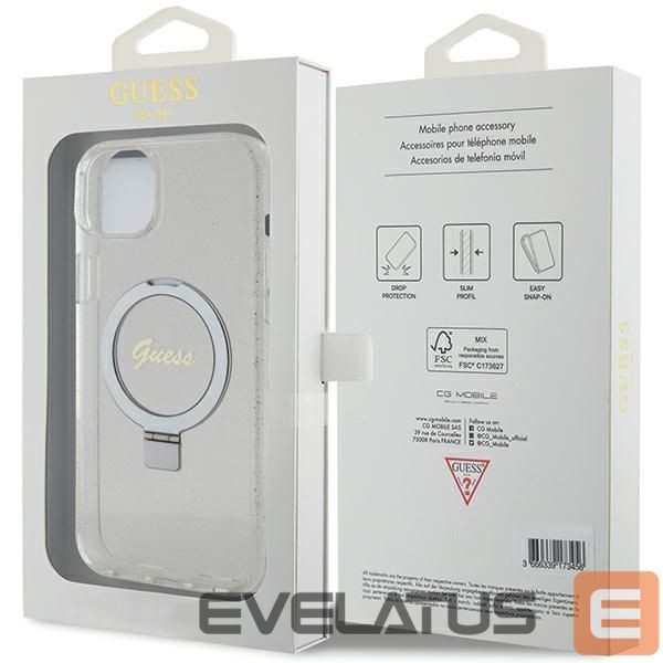 Muud kaubad Guess Guess GUHMP15MHRSGSD iPhone 15 Plus / 14 Plus 6.7" transparent/transparent hardcase Ring Stand Script Glitter MagSafe