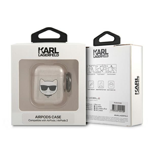 Citas preces Karl Lagerfeld Karl Lagerfeld Glitter Choupette Case for AirPods 1 / 2 - Gold