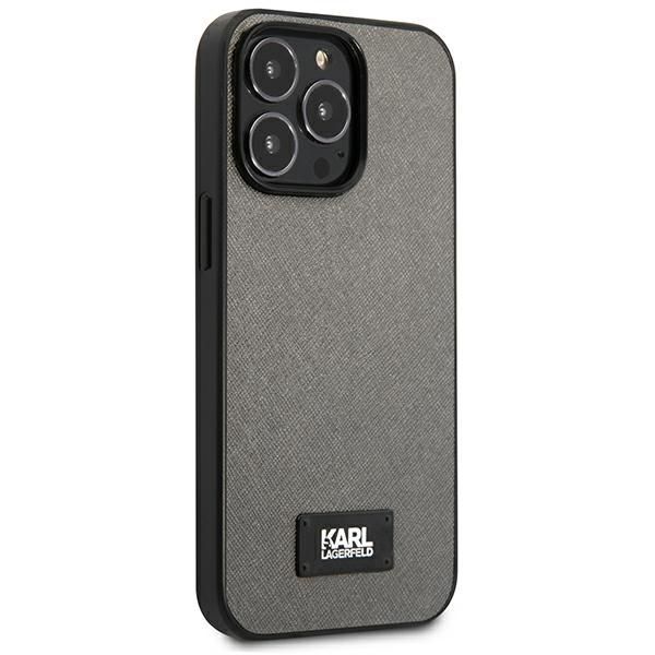Citas preces Karl Lagerfeld Karl Lagerfeld Saffiano Plaque case for iPhone 13 Pro / 13 6.1" - silver