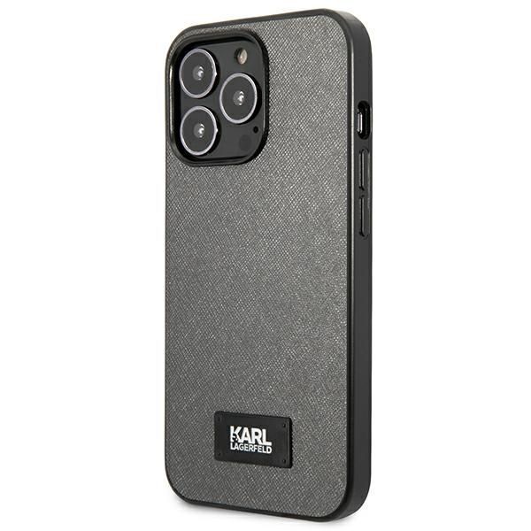 Citas preces Karl Lagerfeld Karl Lagerfeld Saffiano Plaque case for iPhone 13 Pro / 13 6.1" - silver