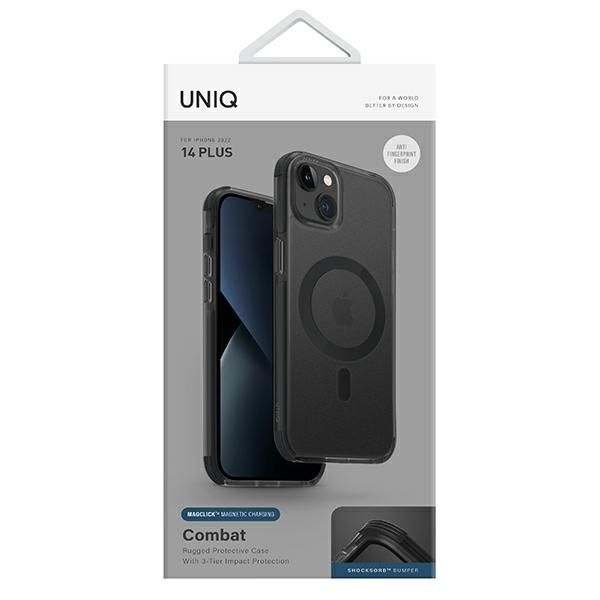 Citas preces UNIQ Uniq Combat case iPhone 14 Plus / 15 Plus 6.7" Magclick Charging black/concrete charcoal