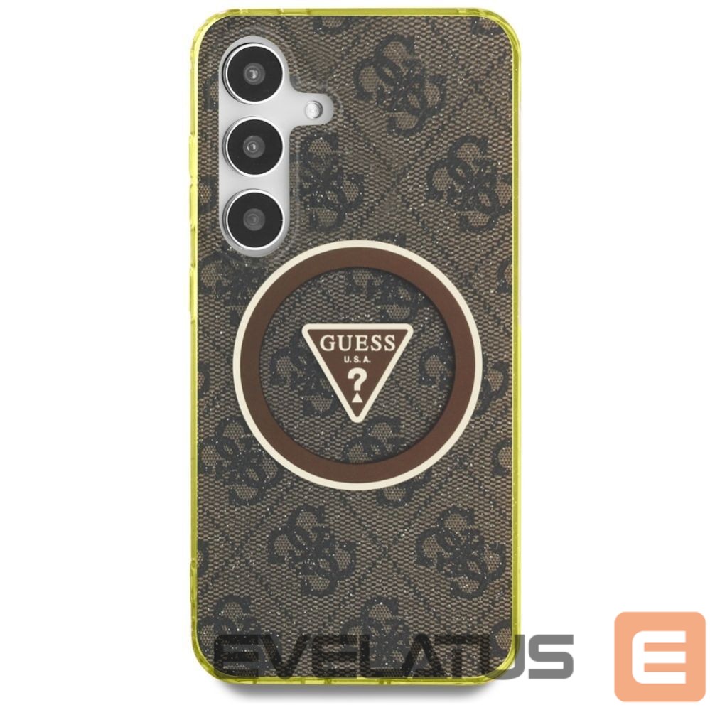 Muud kaubad Guess Guess 4G Glitter Triangle Buttons MagSafe Case for Samsung Galaxy S25 Brown
