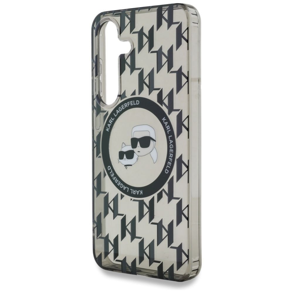Citas preces Karl Lagerfeld Case Karl Lagerfeld Button Karl&Choupette Heads On KL Pattern MagSafe Samsung Galaxy S25 black