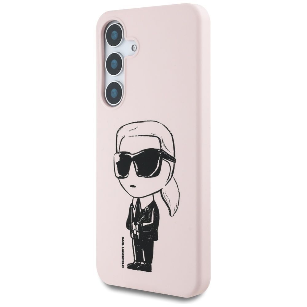 Citas preces Karl Lagerfeld Case Karl Lagerfeld Silicone Graffiti Ikonik Printed Logo MagSafe Samsung Galaxy S25 pink