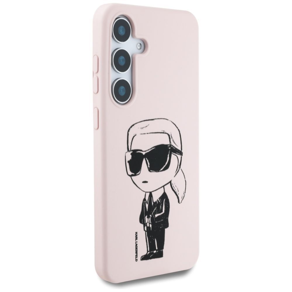 Citas preces Karl Lagerfeld Case Karl Lagerfeld Silicone Graffiti Ikonik Printed Logo MagSafe Samsung Galaxy S25 pink