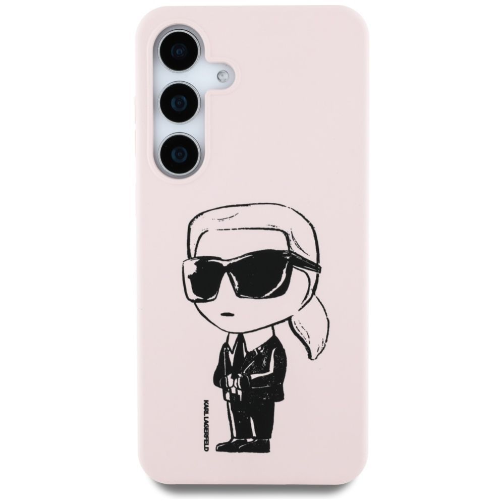 Citas preces Karl Lagerfeld Case Karl Lagerfeld Silicone Graffiti Ikonik Printed Logo MagSafe Samsung Galaxy S25 pink