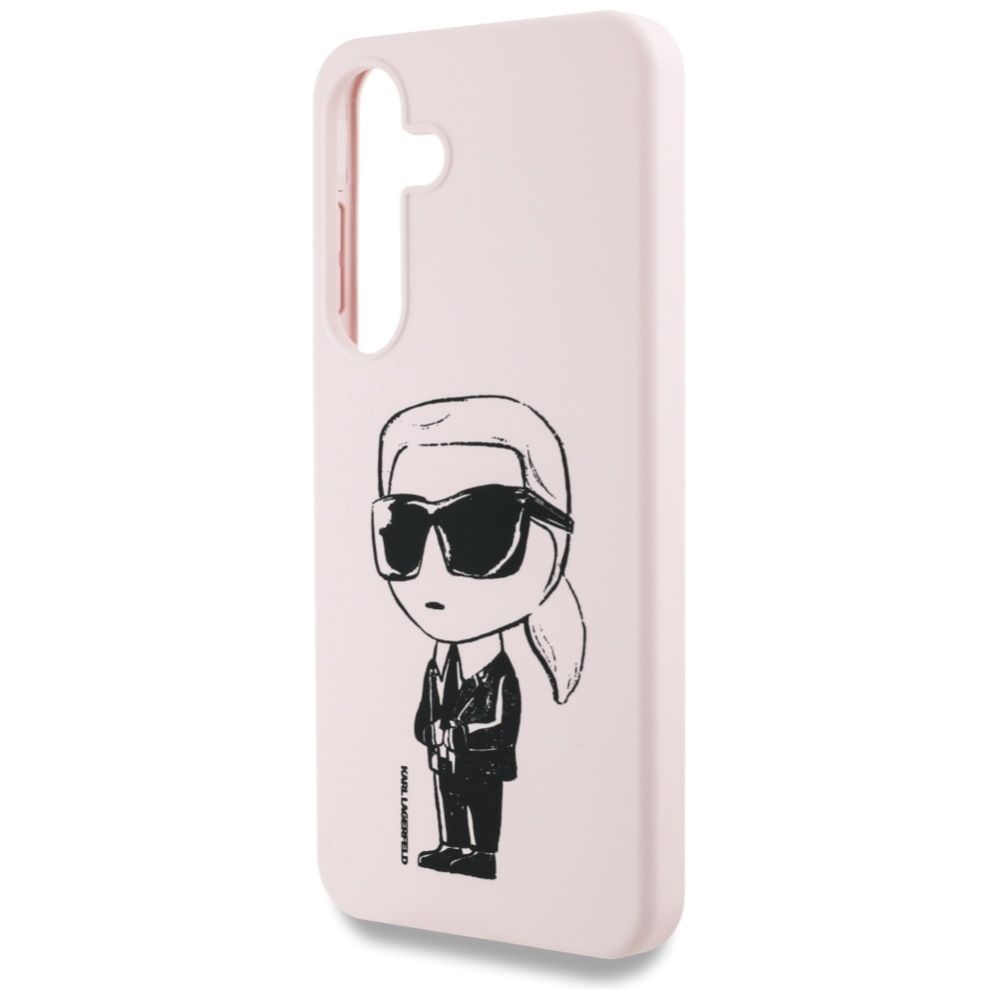 Citas preces Karl Lagerfeld Case Karl Lagerfeld Silicone Graffiti Ikonik Printed Logo MagSafe Samsung Galaxy S25 pink