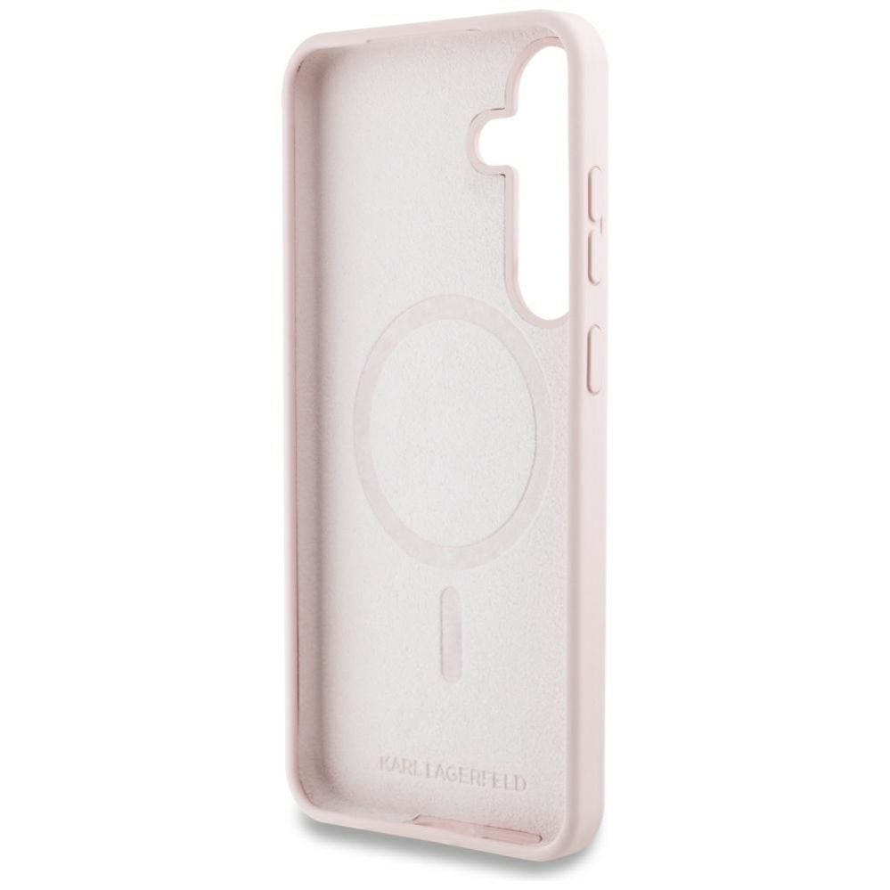 Citas preces Karl Lagerfeld Case Karl Lagerfeld Silicone Graffiti Ikonik Printed Logo MagSafe Samsung Galaxy S25 pink