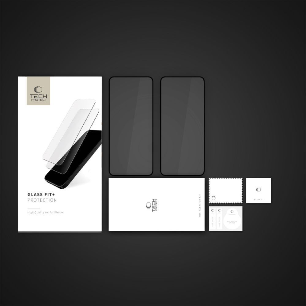 Citas preces Tech-Protect Tech-Protect Glass Fit +2-Pack Tempered Glass for Xiaomi Redmi Note 14 4G / 5G - Black
