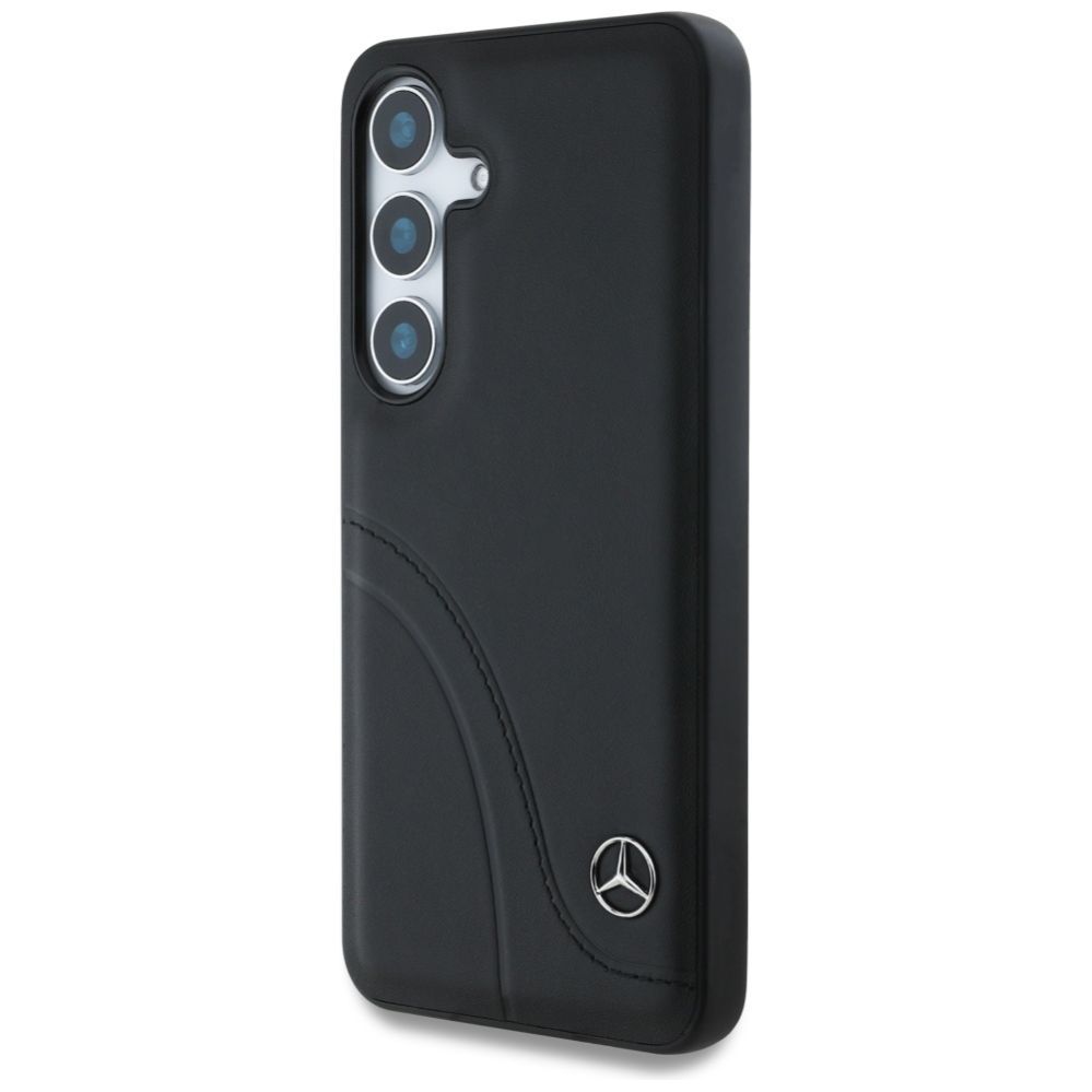 Citas preces Mercedes-Benz Mercedes Leather Curved Stitches Case for Samsung Galaxy S25 - Black