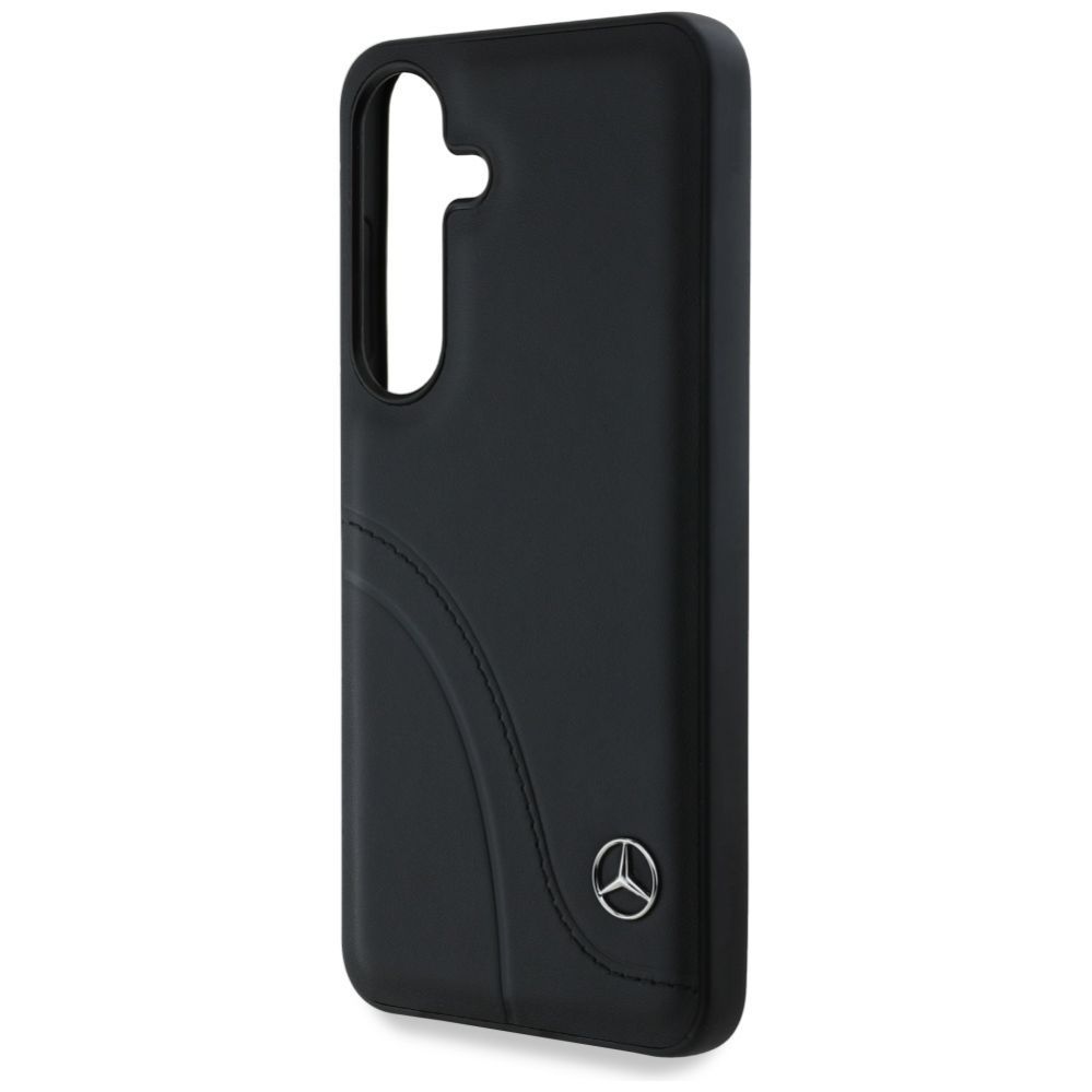 Citas preces Mercedes-Benz Mercedes Leather Curved Stitches Case for Samsung Galaxy S25 - Black