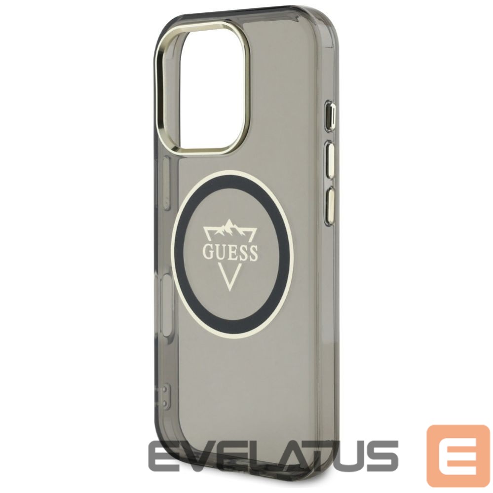 Citas preces Guess Guess IML Metal Mountain Logo MagSafe iPhone 16 Pro Case - Black