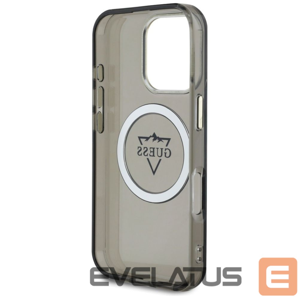 Citas preces Guess Guess IML Metal Mountain Logo MagSafe iPhone 16 Pro Case - Black