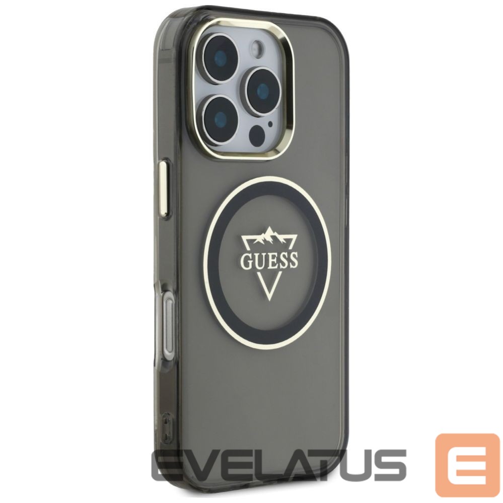 Citas preces Guess Guess IML Metal Mountain Logo MagSafe iPhone 16 Pro Case - Black