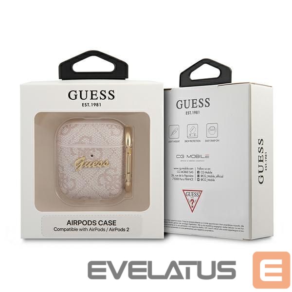 Citas preces Guess Guess 4G Script Metal Collection Case for AirPods 1 / 2 - Pink