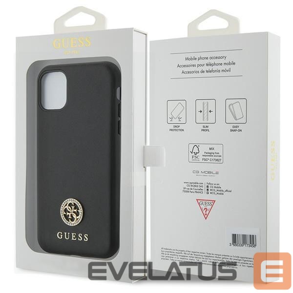 Citas preces Guess Guess Strass Metal Logo iPhone 11 / Xr 6.1" Case - Black