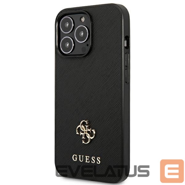 Citas preces Guess Guess Saffiano 4G Small Metal Logo case for iPhone 13 Pro / 13 6.1" - black