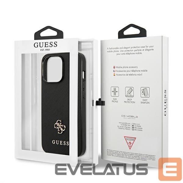 Citas preces Guess Guess Saffiano 4G Small Metal Logo case for iPhone 13 Pro / 13 6.1" - black