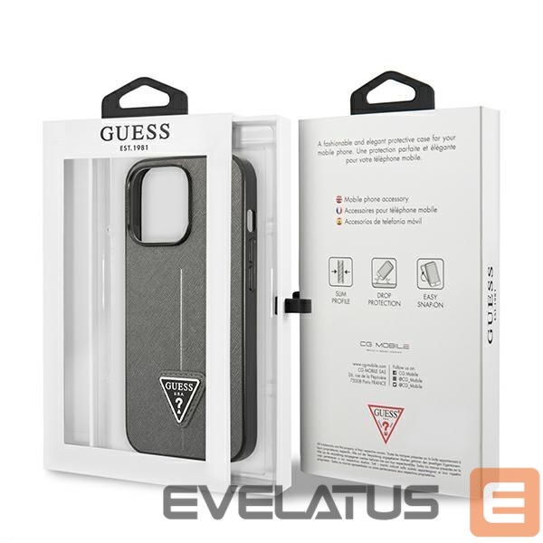 Citas preces Guess Guess Saffiano Triangle Logo case for iPhone 13 Pro / 13 6.1" - silver