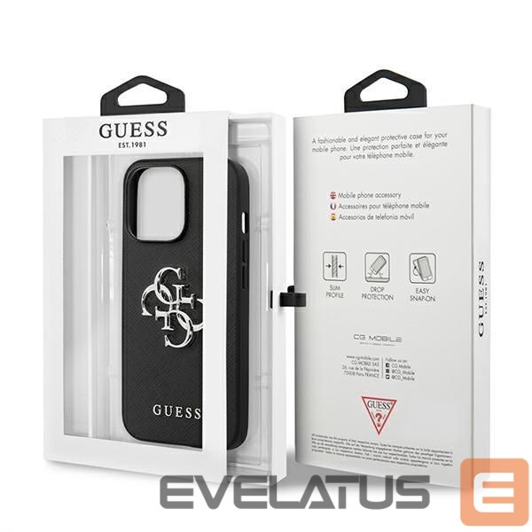 Citas preces Guess Guess Saffiano 4G Metal Logo case for iPhone 13 Pro / 13 6.1" - black