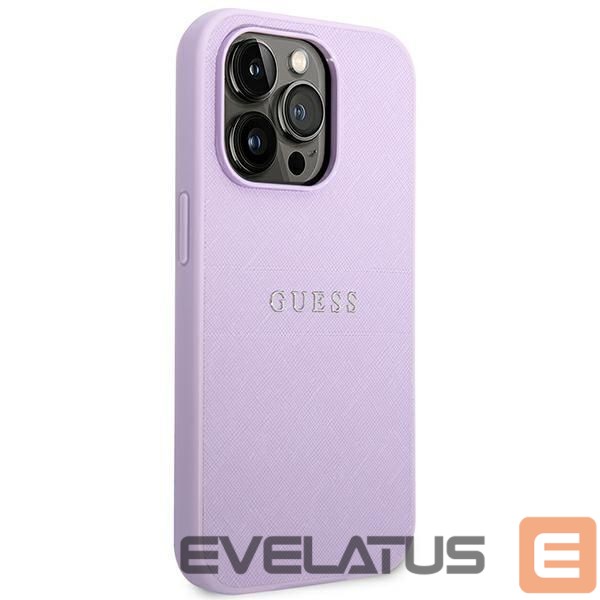 Citas preces Guess Guess Saffiano Strap Case for iPhone 14 Pro Max 6.7" - Purple
