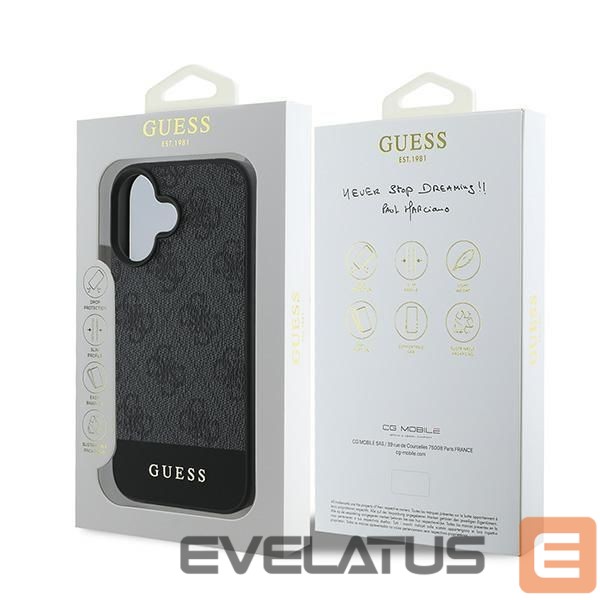 Citas preces Guess Guess 4G Bottom Stripe Case for iPhone 16 Plus 6.7" - Gray