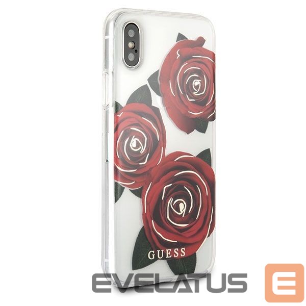 Citas preces Guess Guess Flower Desire Red Rose iPhone X Case - Transparent