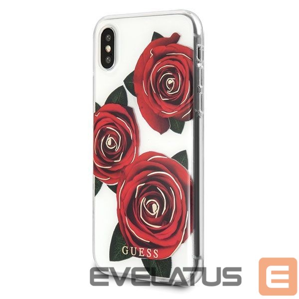Citas preces Guess Guess Flower Desire Red Rose iPhone X Case - Transparent