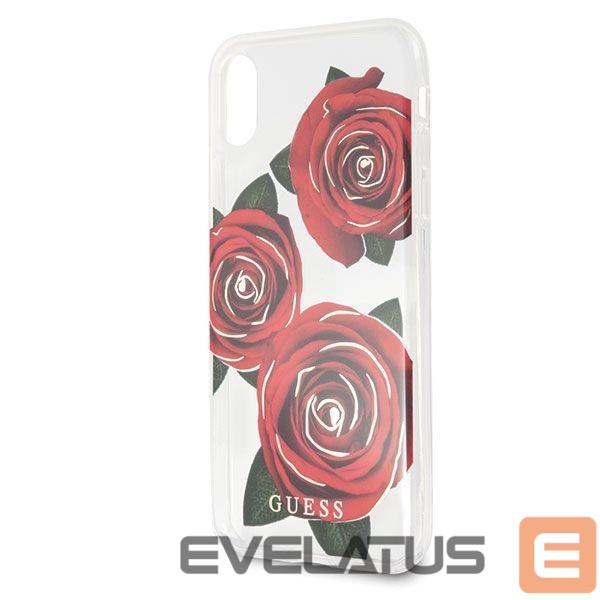 Citas preces Guess Guess Flower Desire Red Rose iPhone X Case - Transparent